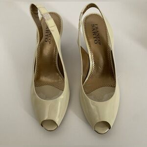 Franco‎ Sarto Cream Heeled Slingback Sandals – Size 7.5